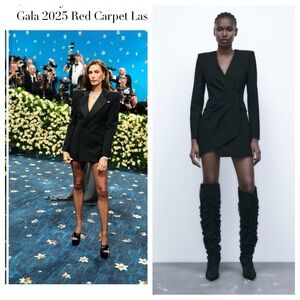 Elegant Black Blazer Dress Met Gala